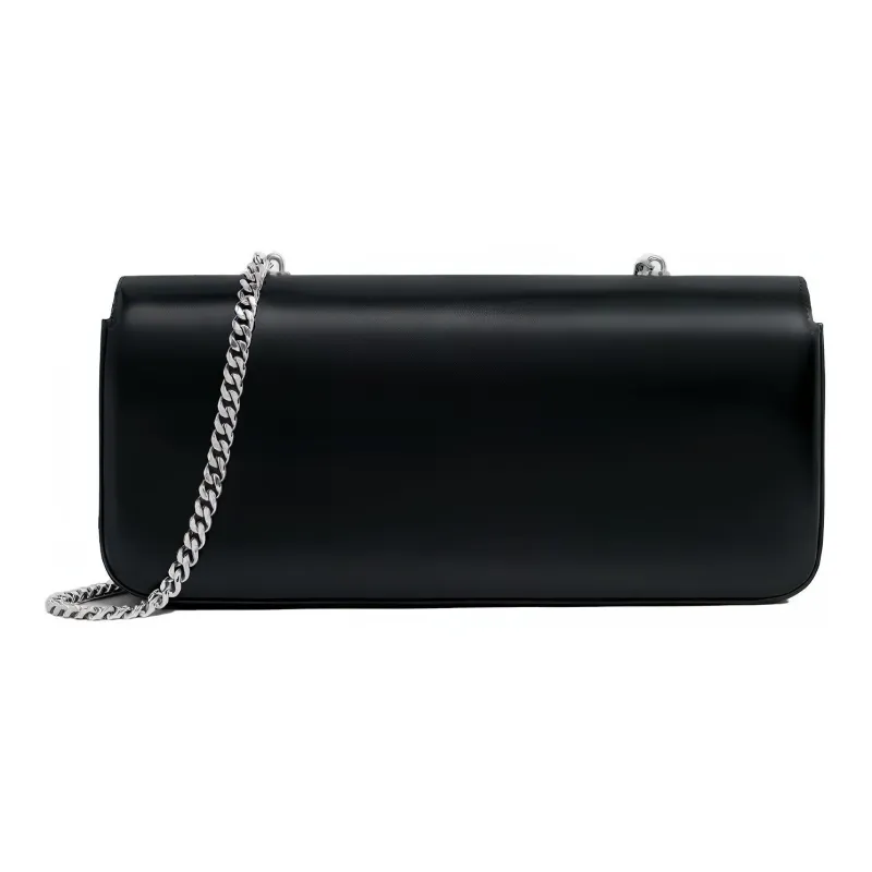 CELINE Triomphe Arc De Triomphe Cow Leather Chain Bag, Shoulder Bag, Handbag Regular Women's Black Silver-1