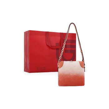 Dubaolu Cow Leather Shoulder Bag, Handbag, Crossbody Bag Women's Gradient Orange/Gradient Blue/Gradient Green