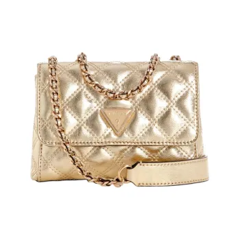 GUESS Faux Leather Crossbody Bag Mini Women's Gold