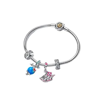 Pandora 925 Sterling Silver, Gold Plated Copper Silver Alloy, Enamel Bracelets Women's Silver
