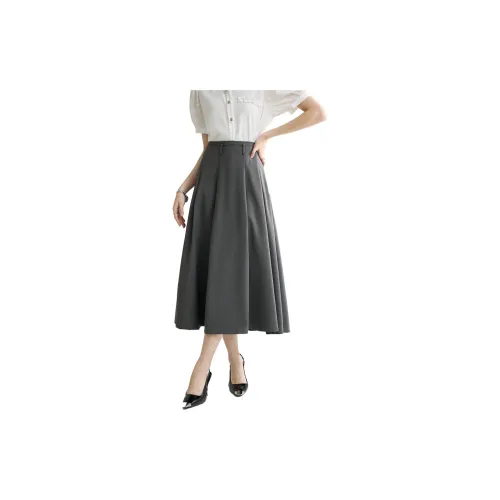 SMEN Casual Long Skirts Women's Gray