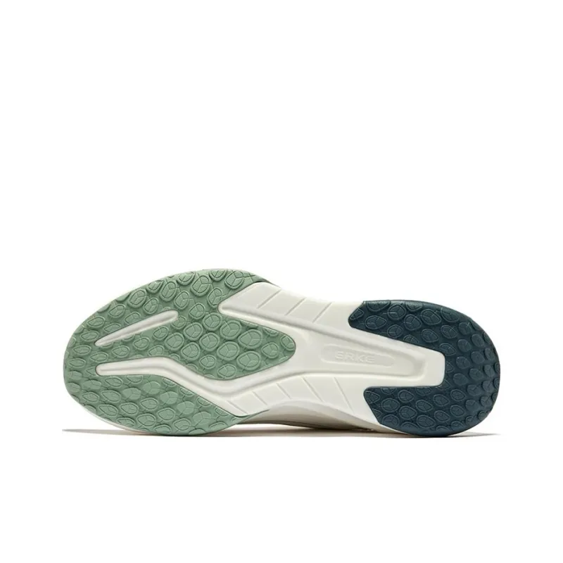 Erke Cushioned Wear-Resistant Breathable Low-Top Sprint Running Shoes Men's Microcrystal White Jade Green-4
