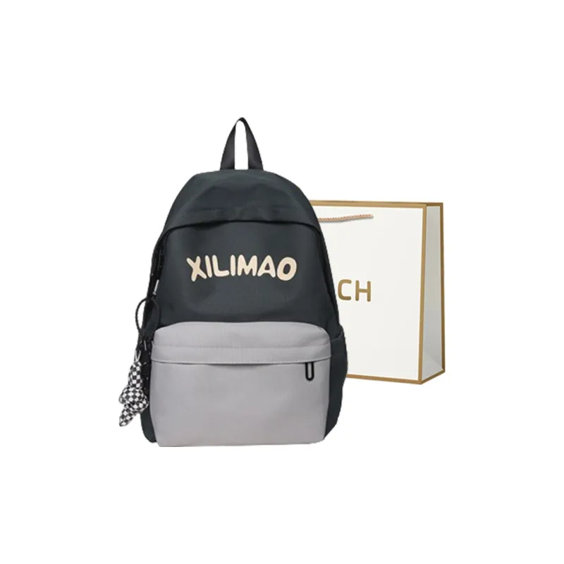 BRINCH Nylon Backpack Unisex Black/Light Brown/Green/Dark Blue-8