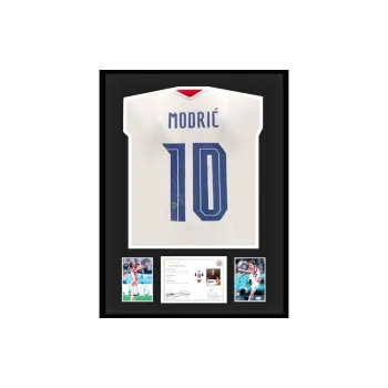 Three For Luka Modrić Hand-Signed Croatia 2020-21 Season Jersey EM Certificate Framed