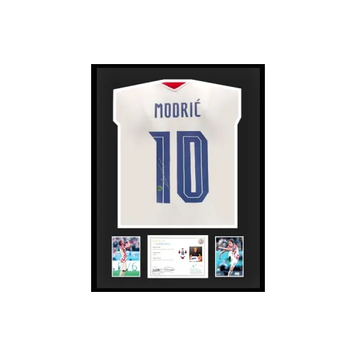 Three For Luka Modrić Hand-Signed Croatia 2020-21 Season Jersey EM Certificate Framed