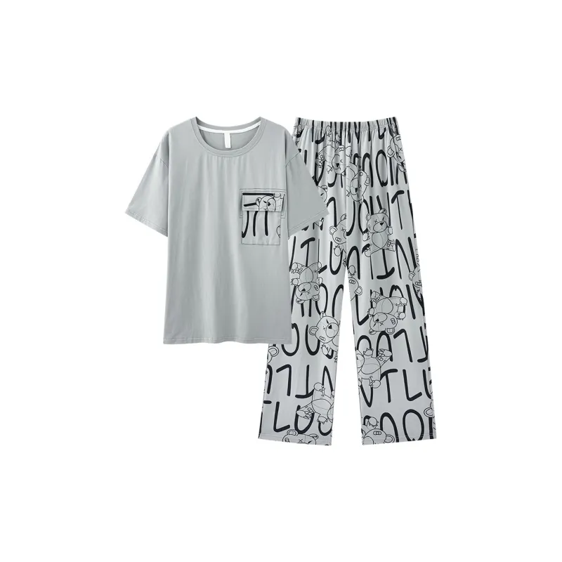 The Story Of The Flower Season Pajama Set Men's Light Gray-0