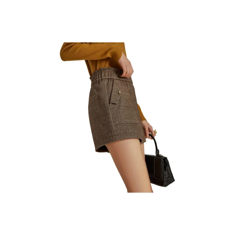 Emodues Casual Shorts Women's Coffee-3