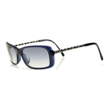 CHANEL Resin Acetate Rectangular Sunglasses Women's Blue