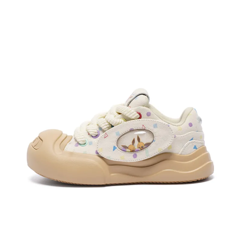 Pokemon x Ocai Low Top Smile Open Ended Smile Unisex Eevee Canvas Shoes-0
