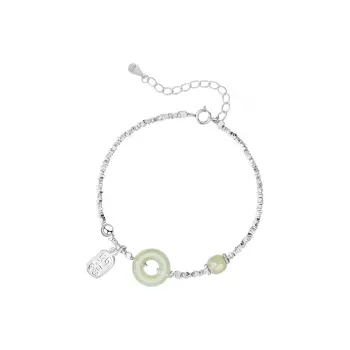 Mini&yaya Hetian Jade Bracelets Women's Pale Greenish White Jade
