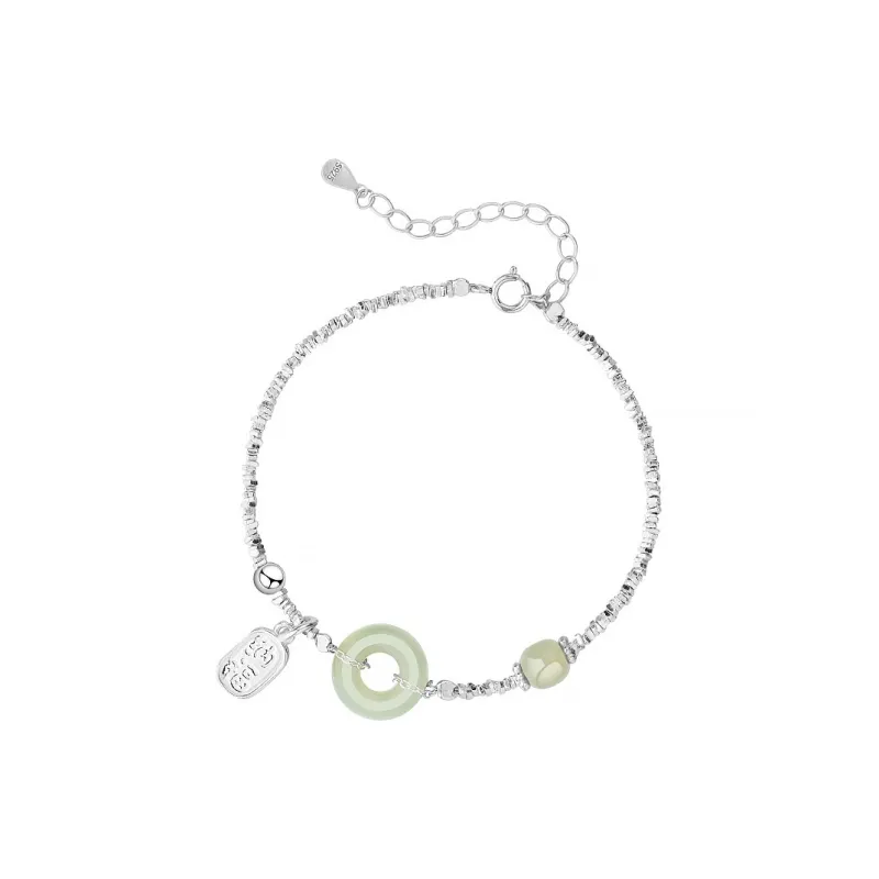 Mini&yaya Hetian Jade Bracelets Women's Pale Greenish White Jade-0