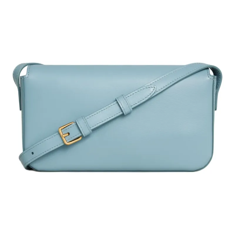 CELINE Triomphe Shiny Cow Leather Shoulder Bag Handbag Shoulder Bag Women's California Blue-2