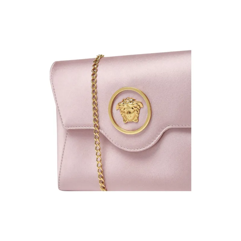 VERSACE La Medusa Viscose Blended Mulberry Silk Clutch Women's Light Pink Red-4