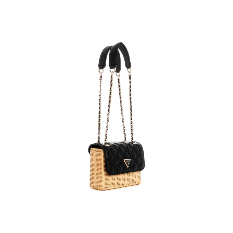 GUESS Faux Leather Shoulder Bag Crossbody Bag Unisex Black & Yellow-1