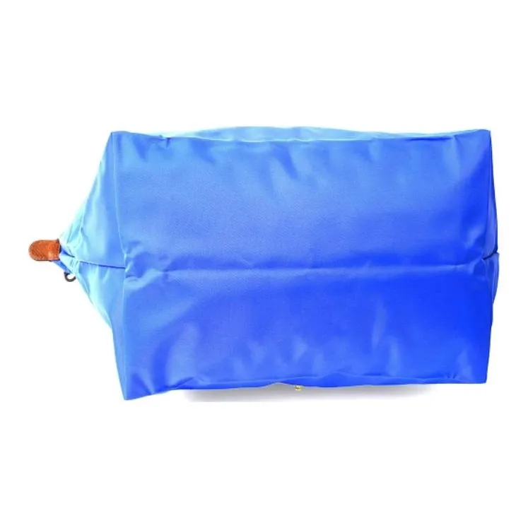 LONGCHAMP Le Pliage Cow Leather Trim Dumpling Bag Handbag Travel Bag Medium Size Women's Diamond Blue-4