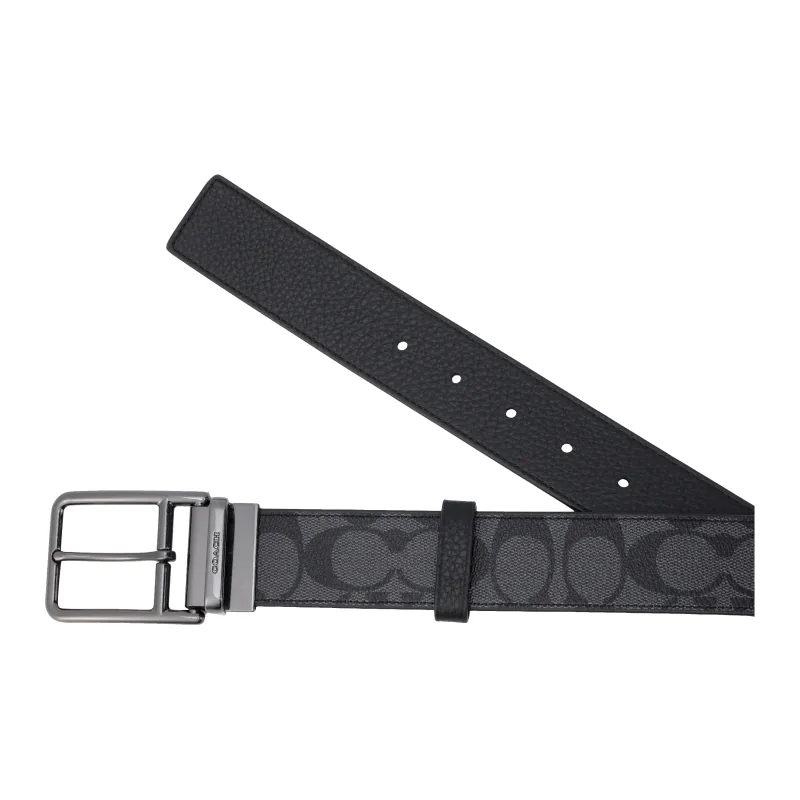 COACH Harness Buckle Cut-To-Size Reversible Belt Black-3