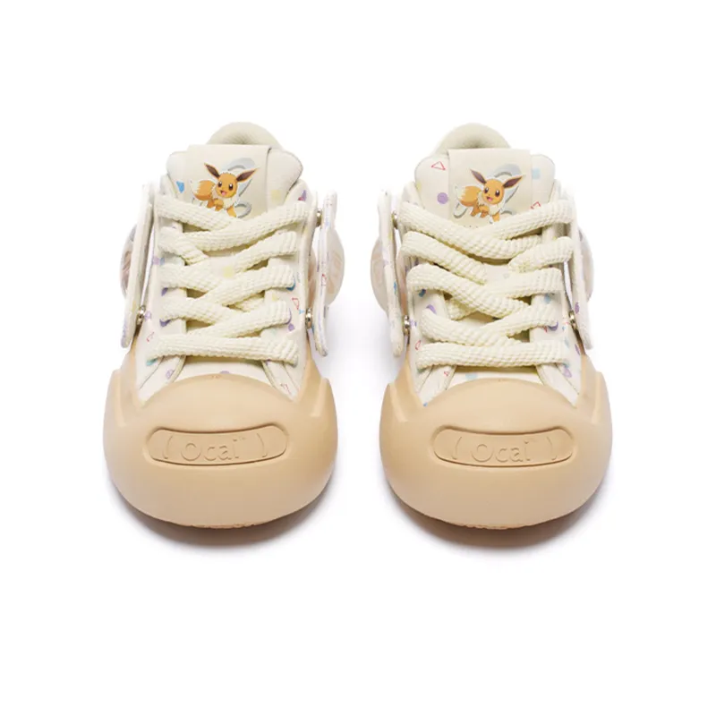 Pokemon x Ocai Low Top Smile Open Ended Smile Unisex Eevee Canvas Shoes-2