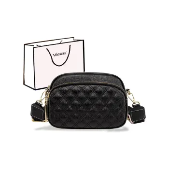 VANDEE Cow Leather Crossbody Bag Small Size Women's Black/White