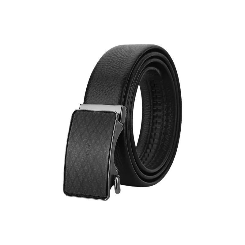PIERRE CARDIN Top Grain Cow Leather Automatic Buckle Belt Short Wallets Men's Black-5