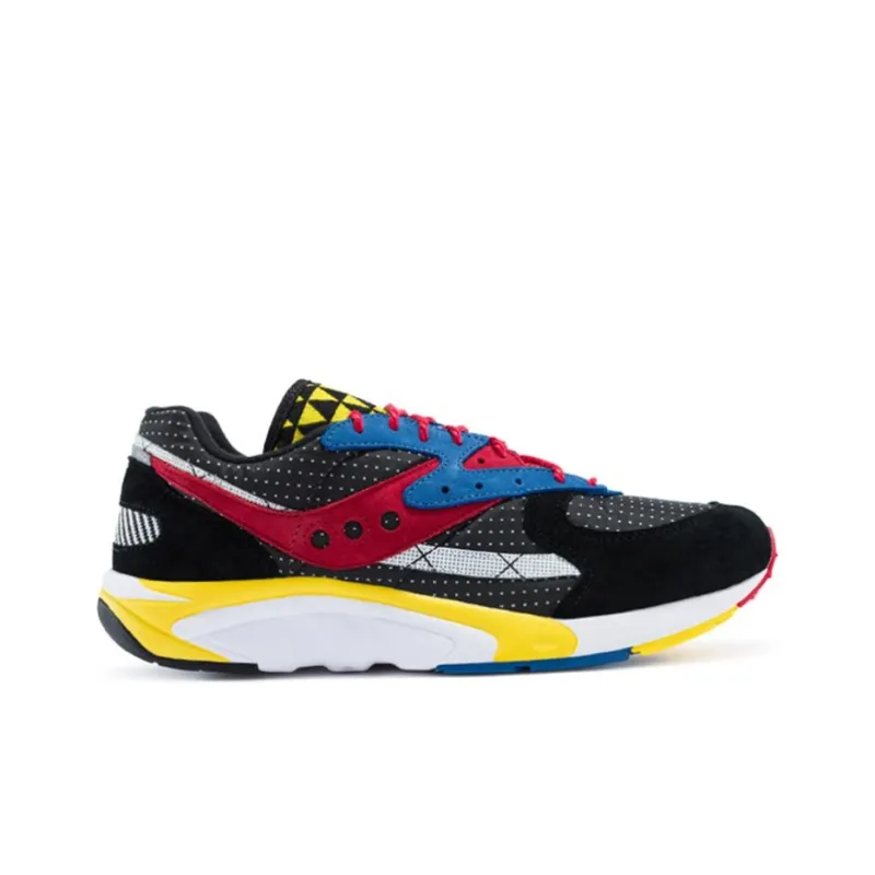 Saucony Aya Cushioning Moisture Wicking Low Top Casual Running Shoes Men's Black Yellow Red-1