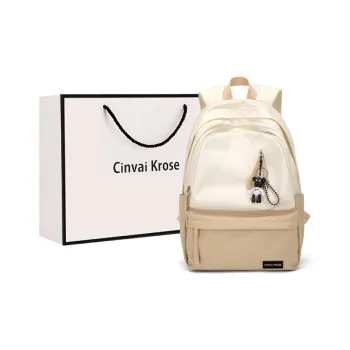 Simvay Clos Fabric Backpack Canvas Bag Backpack Large Size Women's Ecru