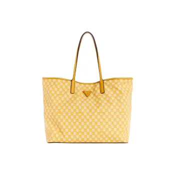 GUESS Faux Leather Tote Bag Shopping Bag Shoulder Bag Handbag Large Size Unisex Yellow