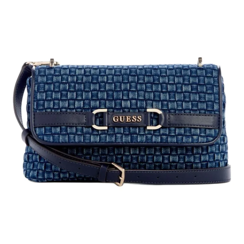 GUESS Denim Artificial Leather Shoulder Bag Crossbody Bag Unisex Blue-0