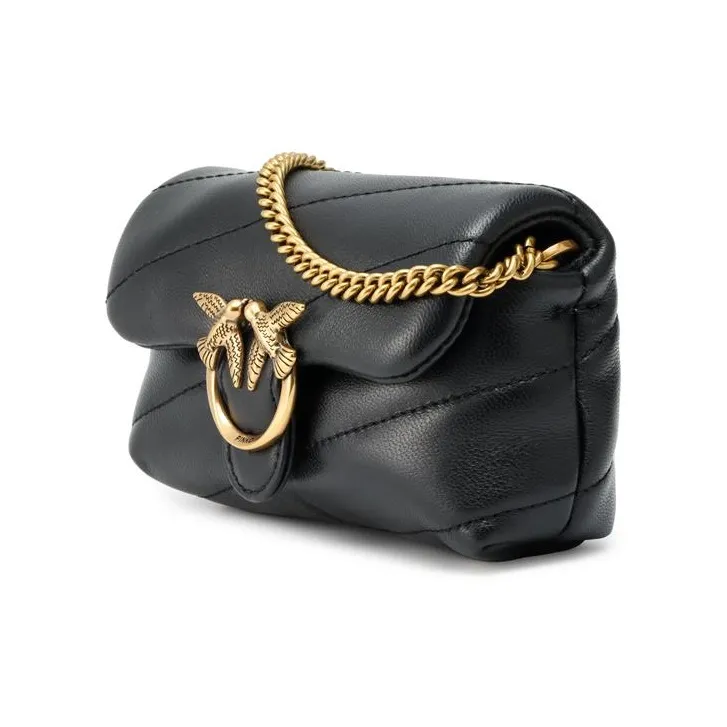 PINKO Quilted Leather Shoulder Bag, Crossbody Bag Regular Women's Black-2