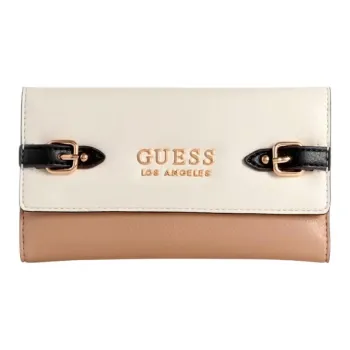 GUESS Faux Leather Wallets Clutches Women's Gray White