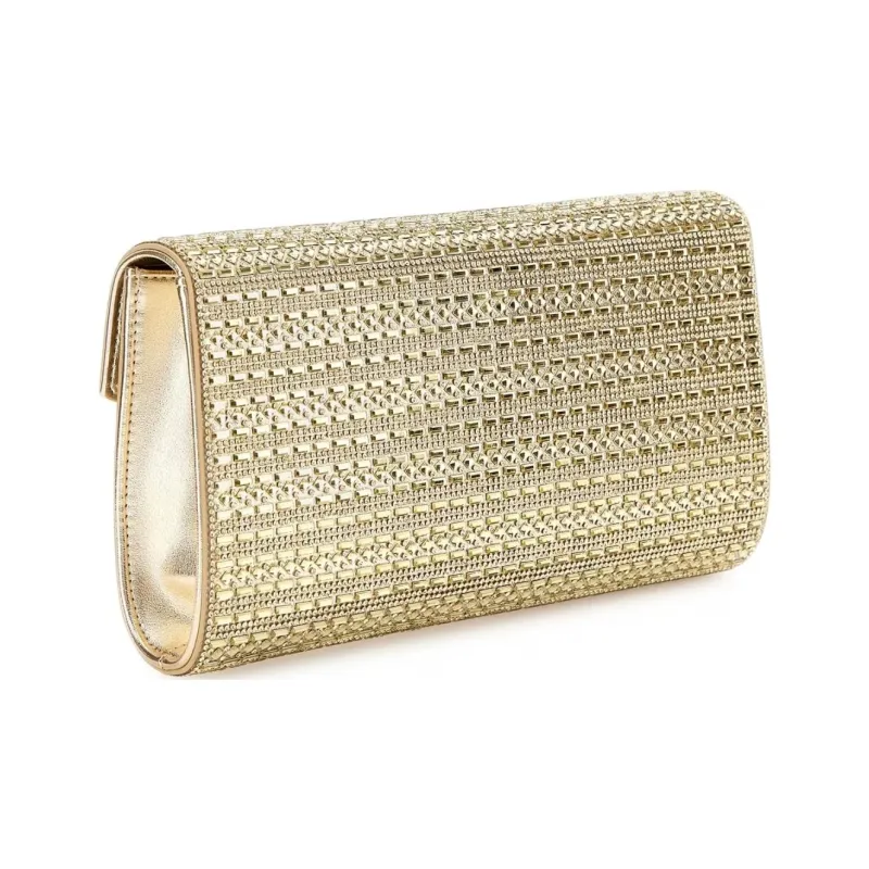 GUESS Faux Leather Crossbody Clutch Women's Gold-1
