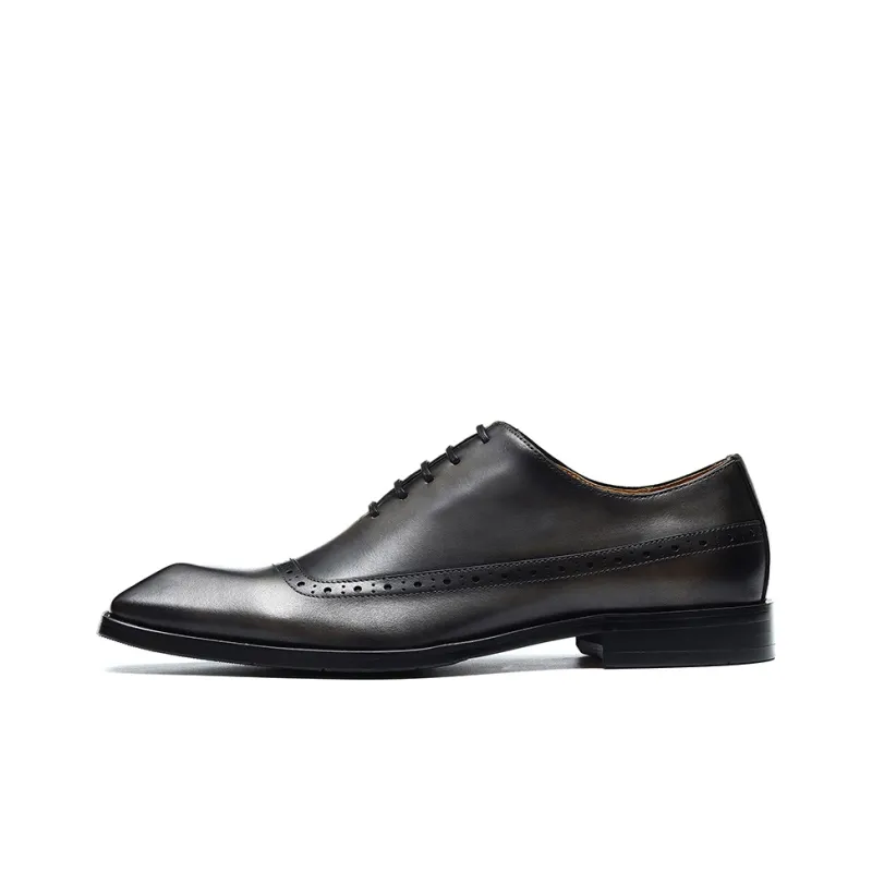 ASTON M.JAZZ Dress Shoes Men Low Top Black/Gray/Yellow Brown-6