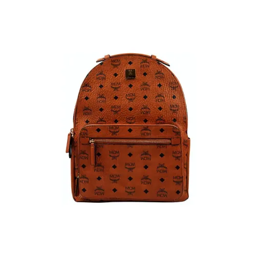 MCM Cow Leather With Fabric Gym Unisex Brown Cognac