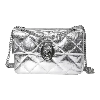 Moran & Karly Cow Leather Shoulder Bag, Crossbody Bag Women's Space Silver