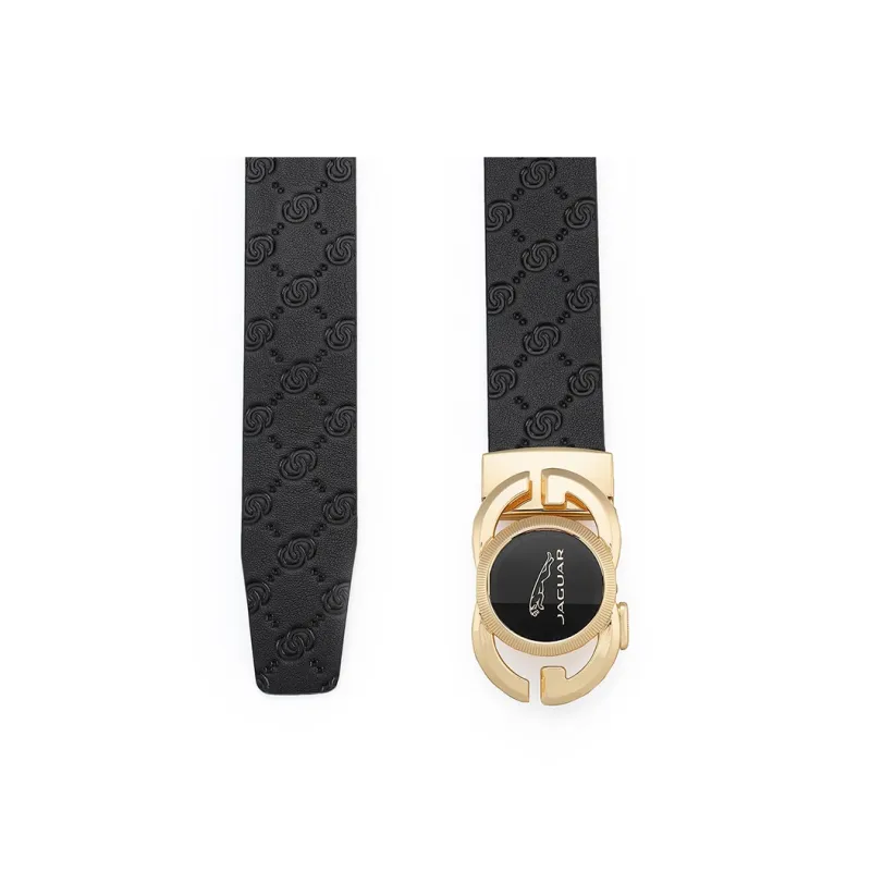 JAGUAR Men's Fashion Automatic Buckle Cut Out Design Cow Leather Belt Belt Men's Gold Width  3.5cm-4