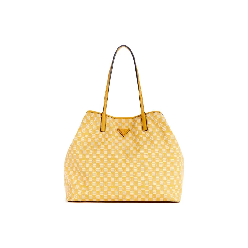 GUESS Faux Leather Tote Bag Shopping Bag Shoulder Bag Handbag Large Size Unisex Yellow-1