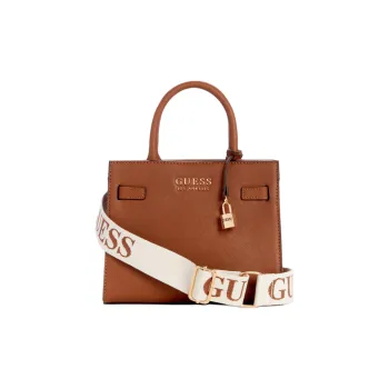 GUESS Faux Leather One Shoulder Handbag Crossbody Bag Small Size Women's Brown
