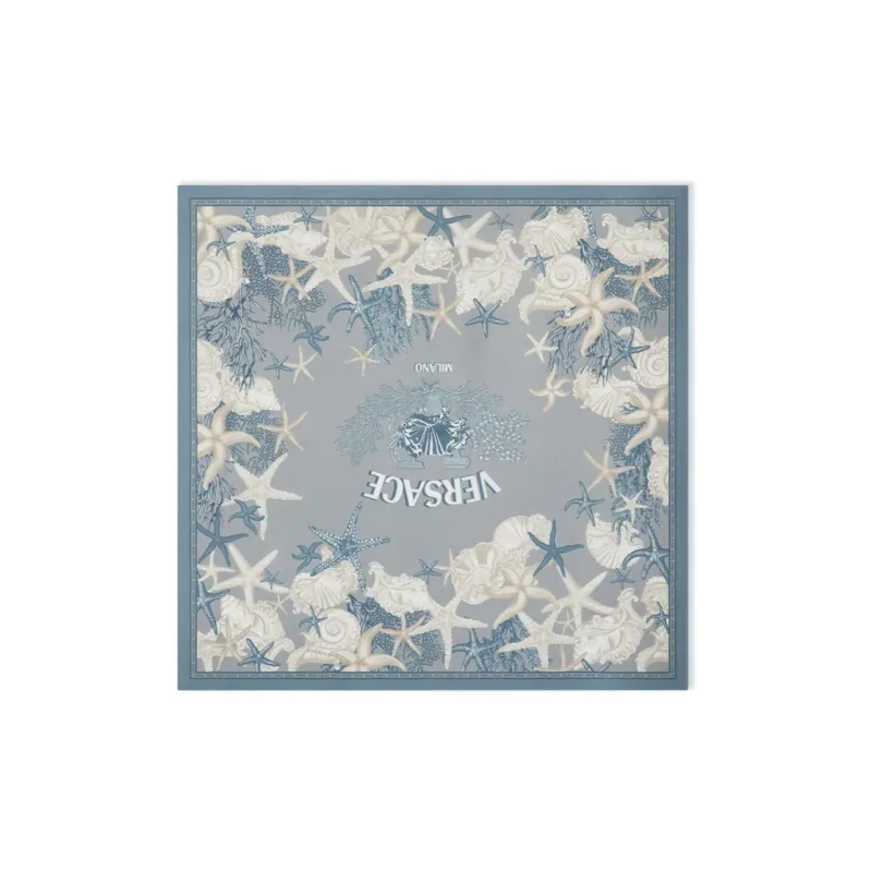 VERSACE Silk Silk Scarves Men's Blue-1