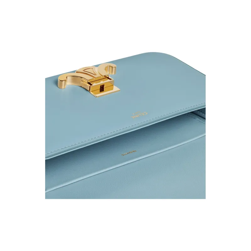 CELINE Triomphe Shiny Cow Leather Shoulder Bag Handbag Shoulder Bag Women's California Blue-3