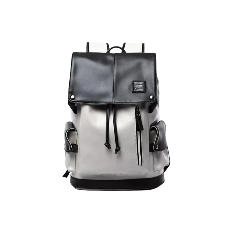 PULUWIRR PVC Backpack Regular Unisex Black White-1