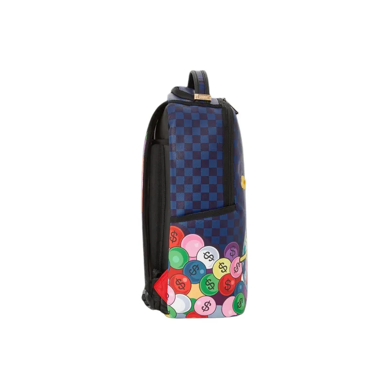 SPRAYGROUND Faux Leather Backpack Unisex Black Blue-3
