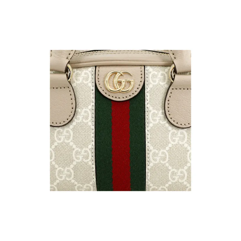GUCCI Ophidia Canvas With Leather Shoulder Bag Crossbody Bag Handbag Mini Women's Beige-8