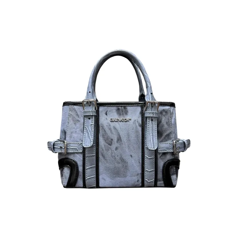 CULTIVATOR Cotton Handbag Shoulder Bag Crossbody Bag Small Size Women's Blue Gray/Dirty Pink/Black Gray-0