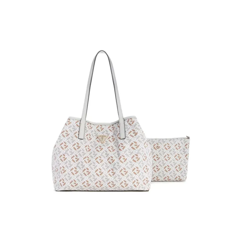 GUESS Leather Tote Bag Shopping Bag Handbag Large Size Women's White-2