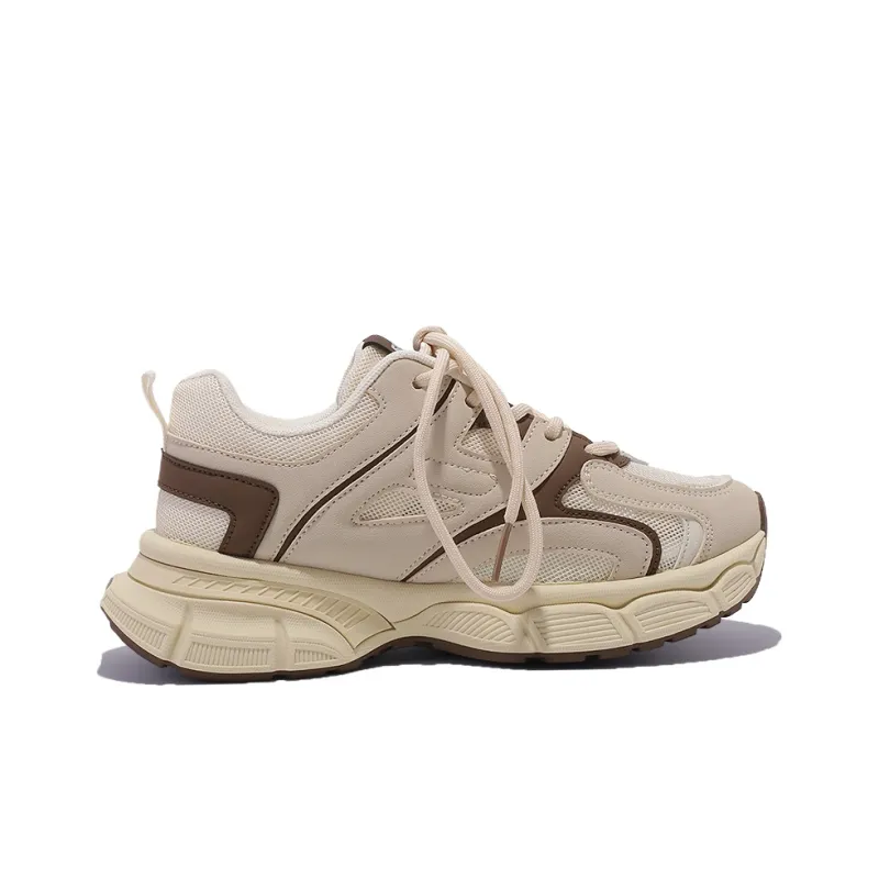 SNXR Anti-Slip Wear-Resistant Waterproof And Breathable Low-Top Chunky Sneakers Women's Beige-18