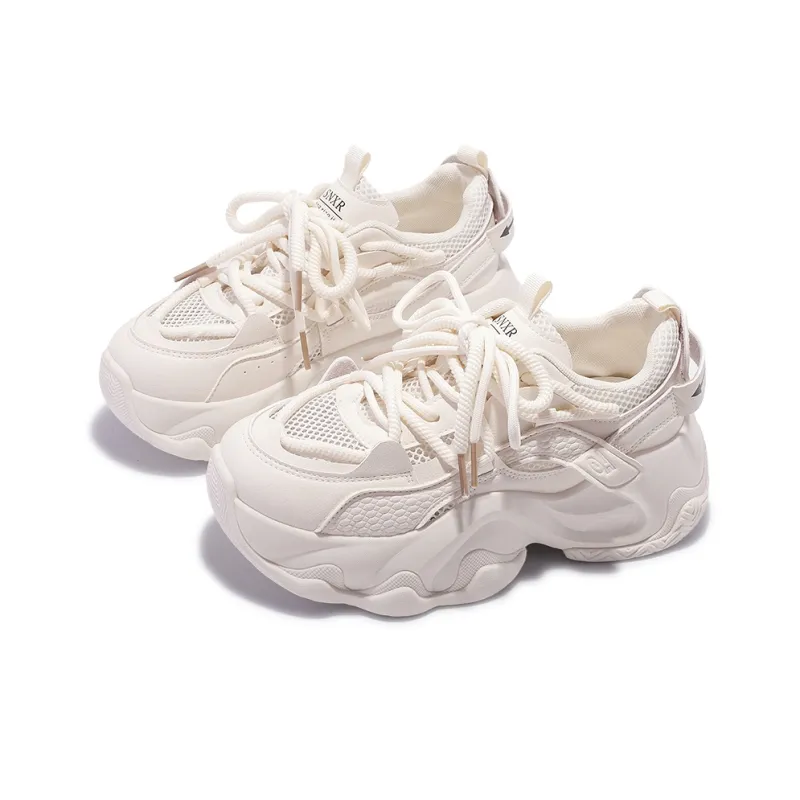 SNXR Anti-Slip Wear-Resistant Waterproof And Breathable Low-Top Chunky Sneakers Women's Beige-39