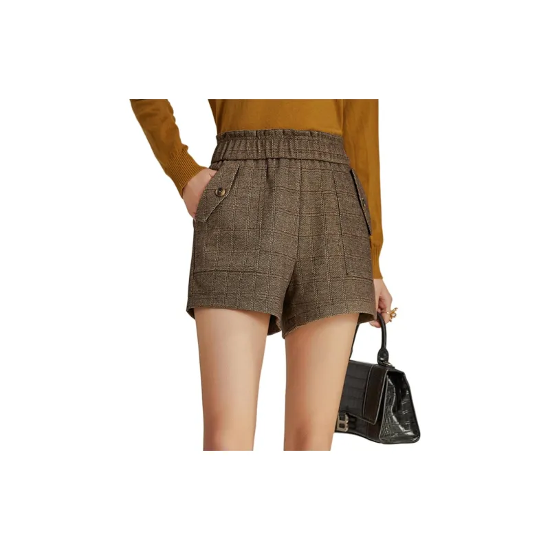 Emodues Casual Shorts Women's Coffee-4