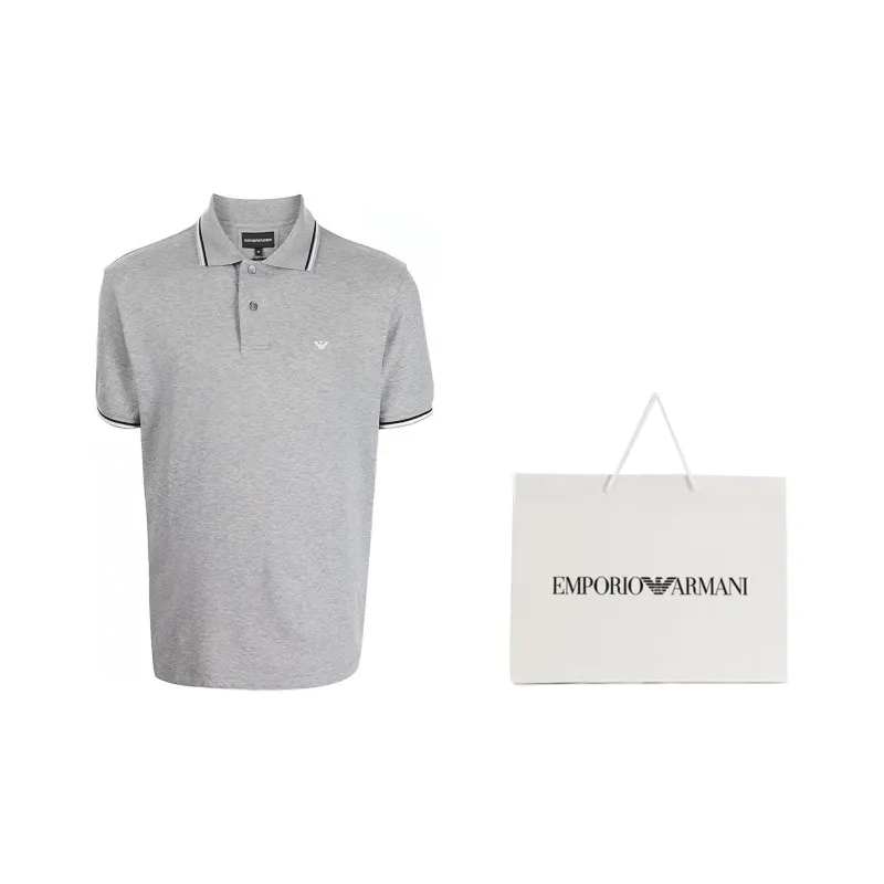EMPORIO ARMANI Logo embroidered Cotton Polo Shirt-1