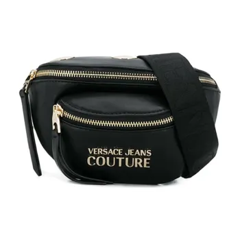 VERSACE JEANS COUTURE Leather Crossbody Bag, Fanny Pack Unisex Black