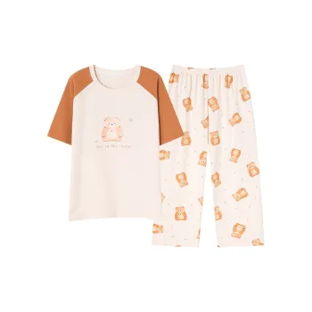 CAIHENGTONG Pajama Set Women's Apricot & Orange