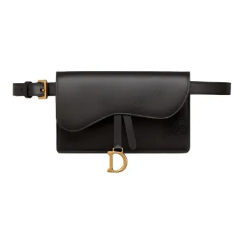 DIOR Saddle Cow Leather Saddle Bag Fanny Pack Regular Women's Black